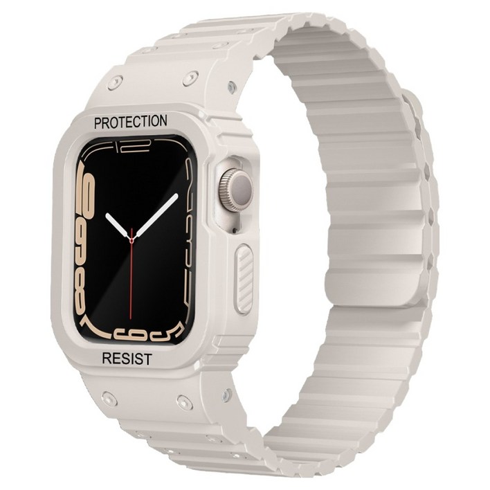 아이몰 애플워치 일체형 마그네틱 실리콘 스트랩, 크림, 1개