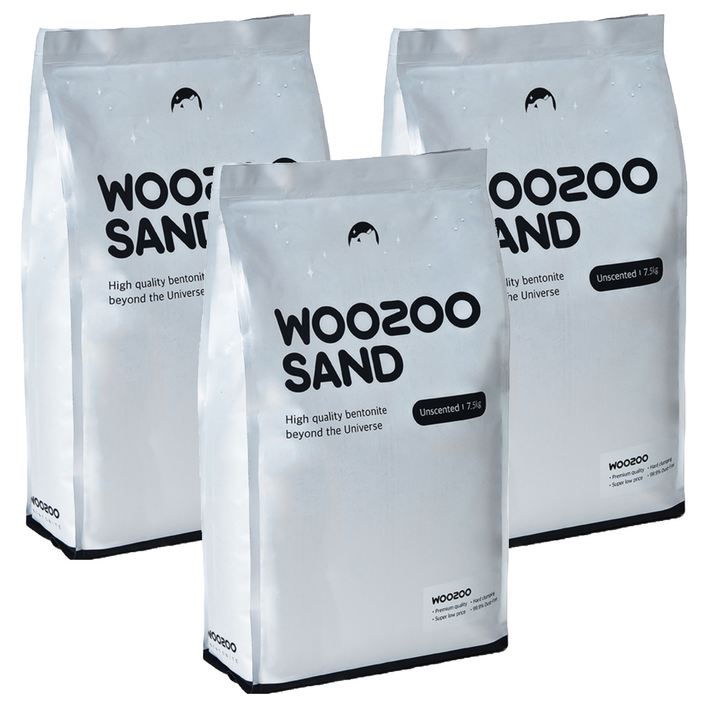 우주모래 WOOZOO 고양이 벤토나이트 모래, 무향, 3개, 7.5kg