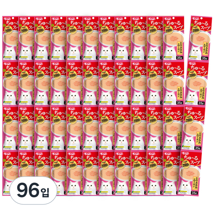 챠오츄르 챠오 고양이 간식, 혼합맛닭가슴살연어, 35g, 96개