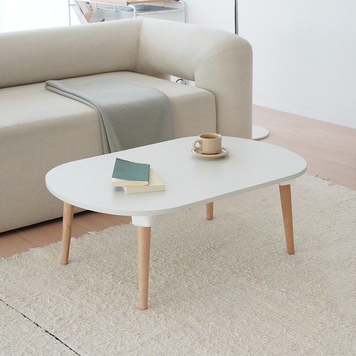 레몬트리 국내제조 E0 LPM 우드 접이식 타원형 900 테이블, 실버 그레이