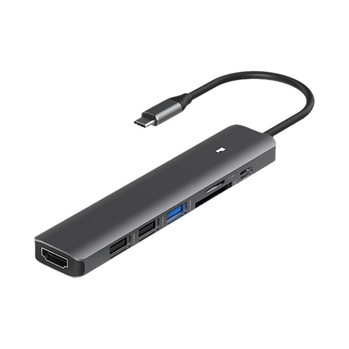 애니포트 7포트 C타입 맥북 PD 충전 삼성 덱스 USB 허브 멀티어댑터 허브APTC71PHS, 혼합색상