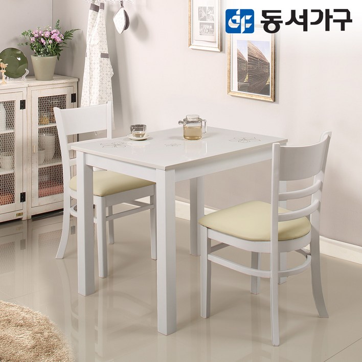 동서가구 베이직HI 2인 하이그로시 광택 식탁 테이블의자 미포함 DF629553