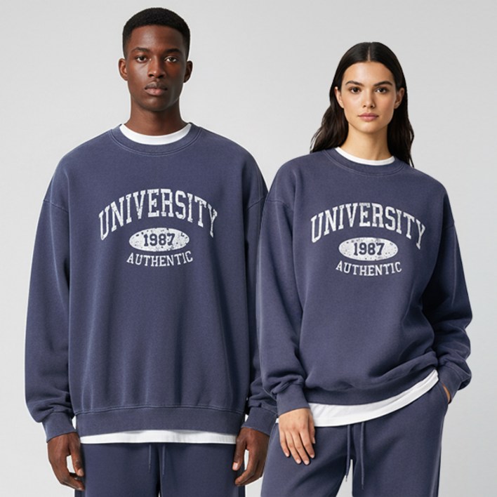 리얼슬로우 남녀공용 UNIVERSITY 피그먼트 오버핏 맨투맨