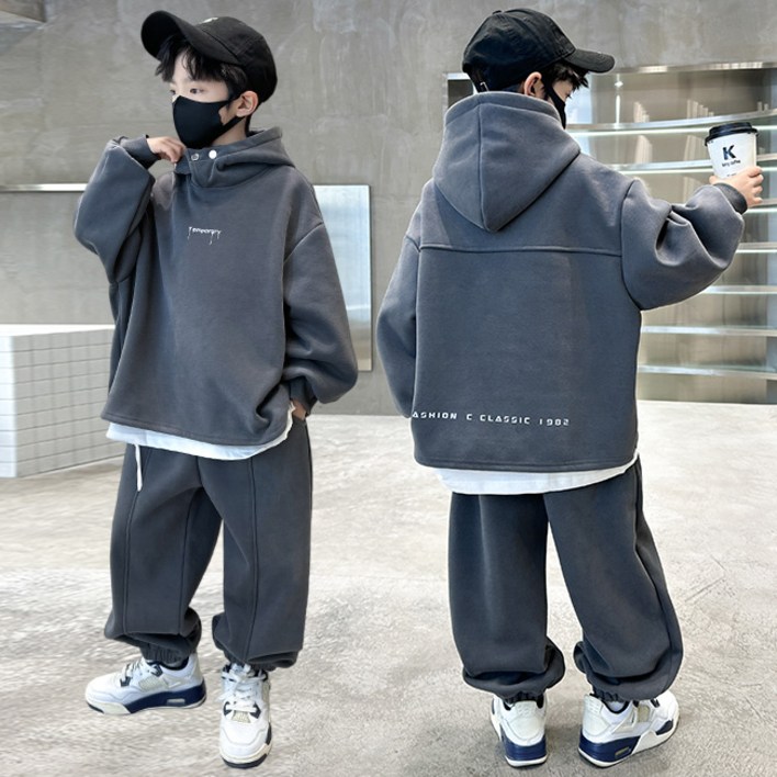 비비키드 주니어 남아 봄 가을 신상 상하복 세트 초중생 긴팔티 초등생 긴바지 오버핏 후드 세트 6115