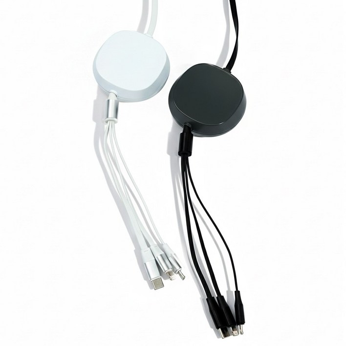 팝폰 3in1C핀8핀5핀 업소용 릴타입 고속 멀티충전기 케이블 DC48, 화이트, 1개, 2m