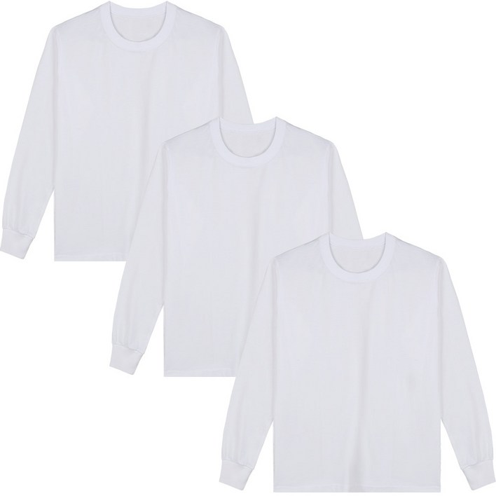 예스플러스 _국내산 베이직 고밀도 순면 긴팔면티 3P_손목시보리