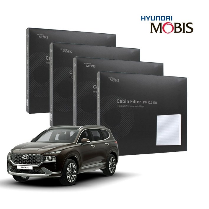 현대모비스 정품 프리미엄 에어컨필터 2년분 4개입 싼타페TM 전용 2018년~2020년식 적용, 4개