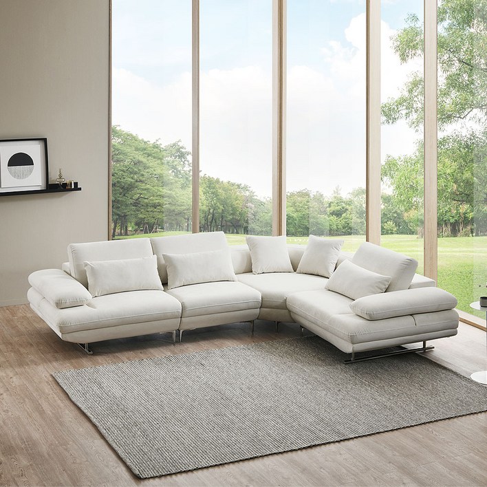 마리앙쥬 리프트업 기능성 패브릭 소파 4인 코너형 스툴, 코너형