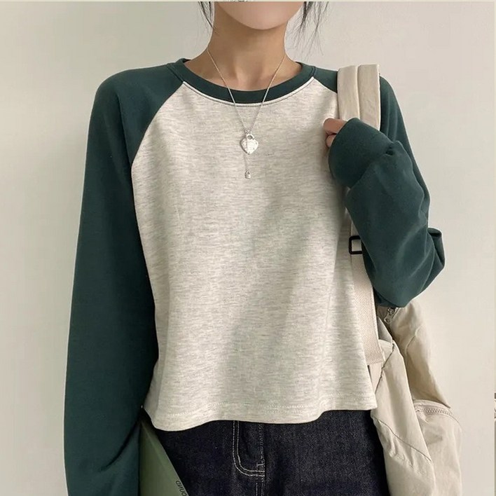 빈티지 나그랑 루즈핏 반크롭 간절기 긴팔 티셔츠