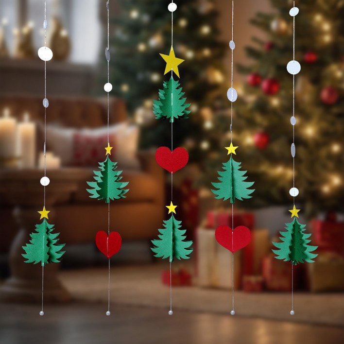 소나무 하트 모빌 세트 크리스마스 어린이집 유치원 카페 초등학교 천장장식 겨울