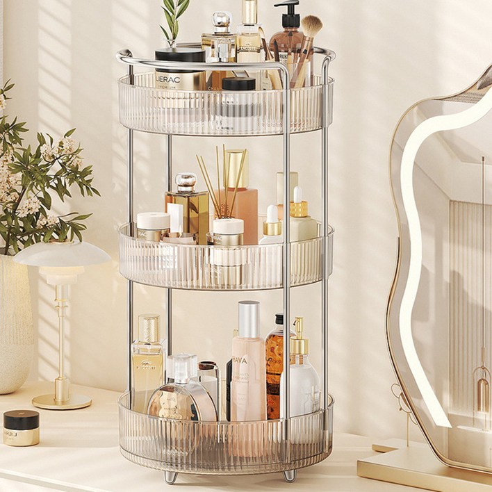 LareinaT 화장품정리함 회전 대용량 화장대 향수 정리대 악세사리 영양제 트레이, 투명색, 1개