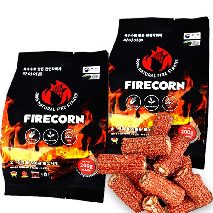 옥수수 착화제 장작 불쏘시개, 200g, 2개