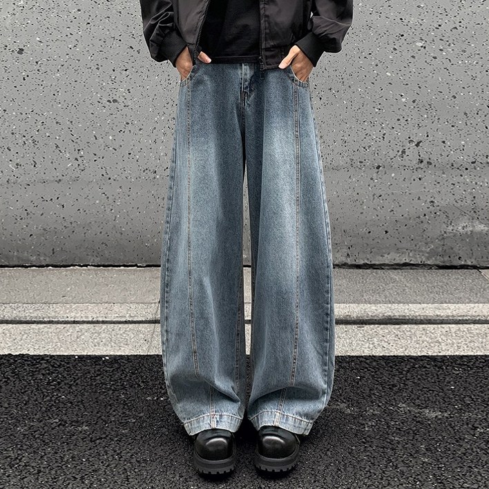 이븐클로젯 남자 와이드 데님팬츠 워싱 청바지