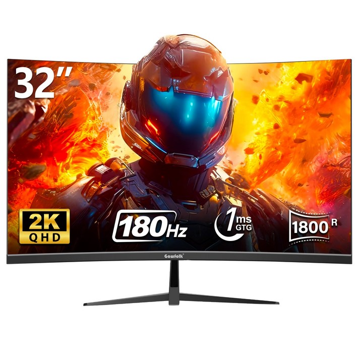 32인치 2K 울트라 와이드 1800R 커브 게이밍 모니터 Gawfolk 할인 25601440 QHD 해상도, 180Hz 고사속, 169 비율로 경쾌한 게임 경험 제공., 2K 180Hz, 81cm