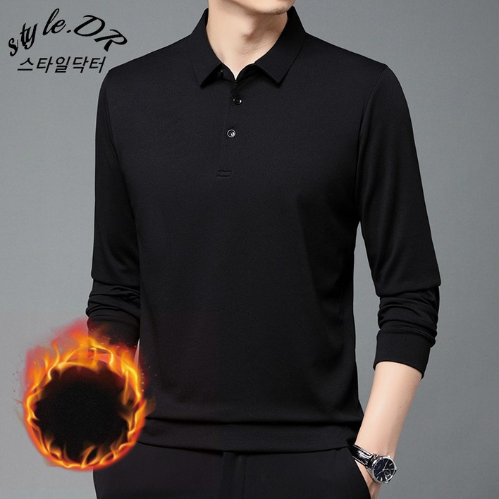 스타일닥터 남성 긴팔 티셔츠 단색 카라넥 비즈니스 캐주얼 상의