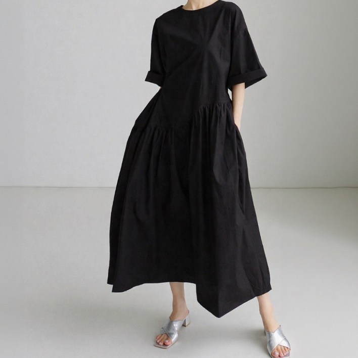 힙노트 빅사이즈 여름 반팔 롱원피스 하객원피스 임산부