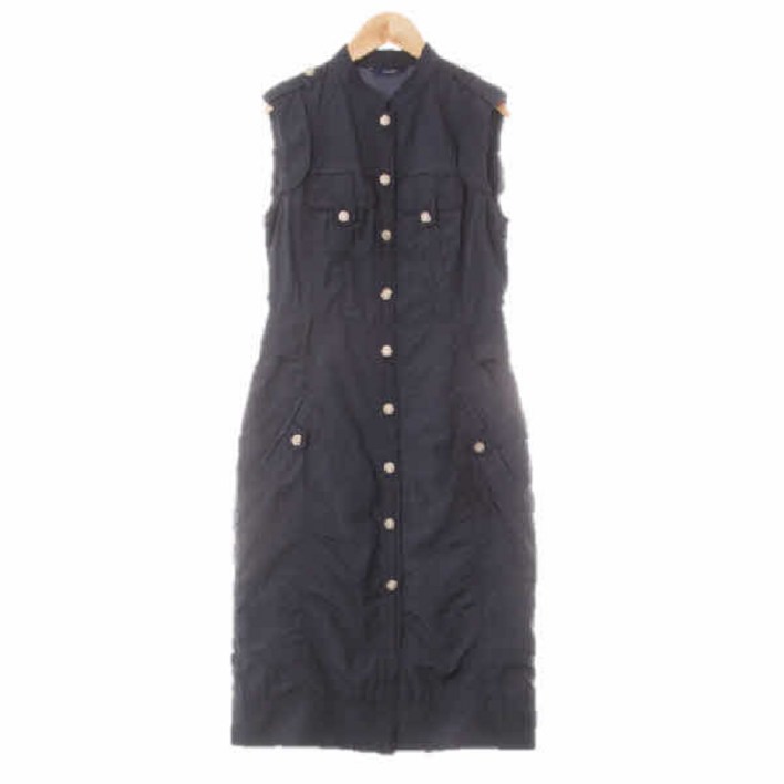 3640 zooc 네이비 크링클양각버튼민소매원피스 8594160