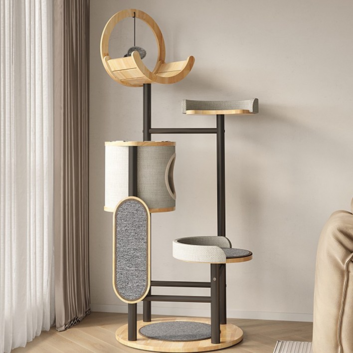 알모어 튼튼한 캣타워 고양이 스크래쳐 숨숨집 호텔 캣폴 해먹 세트 대형 놀이터 타워 가구