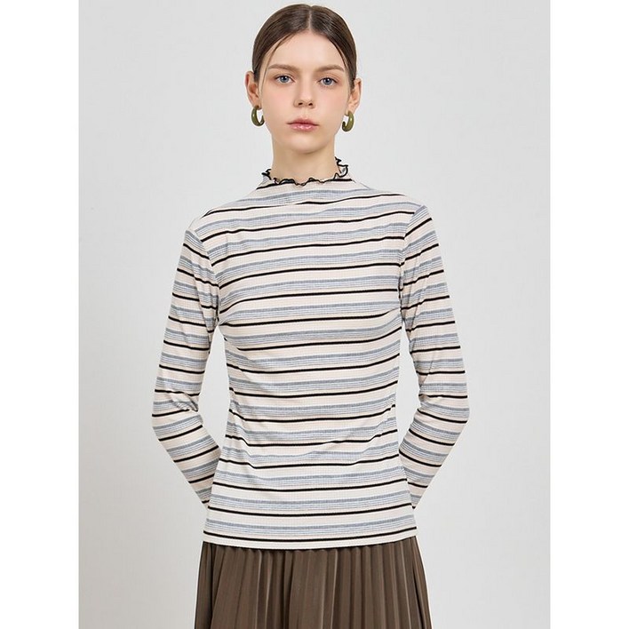 리스트 캔디 스트라이프 롤다운넥 티셔츠 택가격 98000원