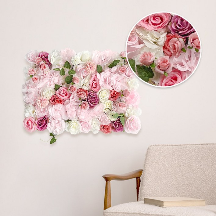 엔드텔러 플라워월 꽃벽 실크 수국조화 벽인테리어 조화 포토존 꾸미기 NF 모델, 플라워월  NF3