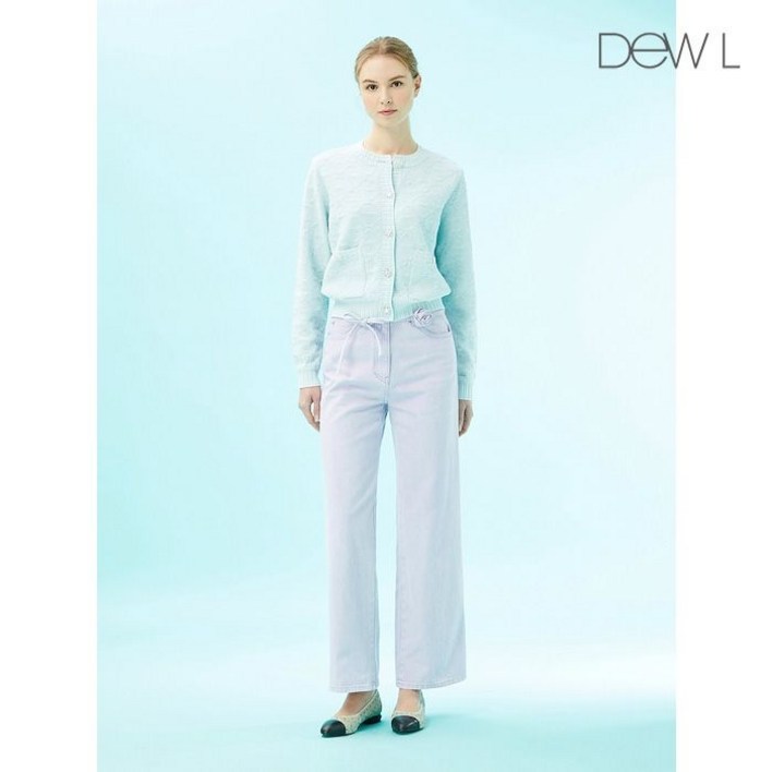 백화점 정품 듀엘 플라워 벨티드 칼라 데님 팬츠 VOD242PSA438