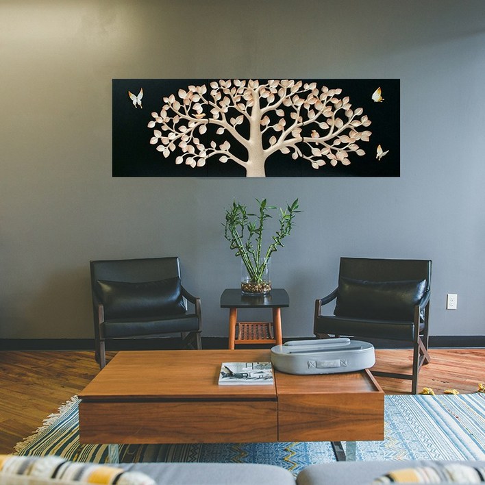 돈나무 나비 그림 거실 사무실 고급 디자인 부조 액자