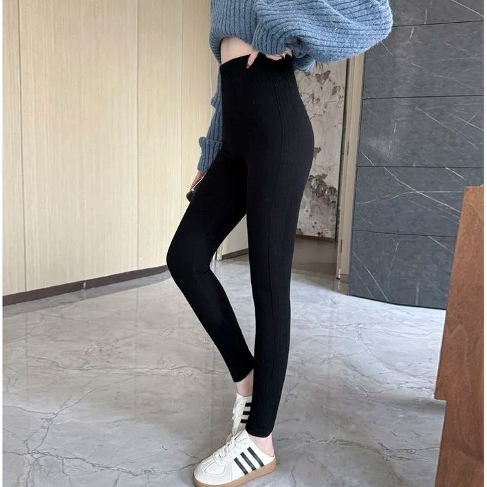 모몰라티 여성용 스판  데님라이크 기모 밴딩 스키니 팬츠