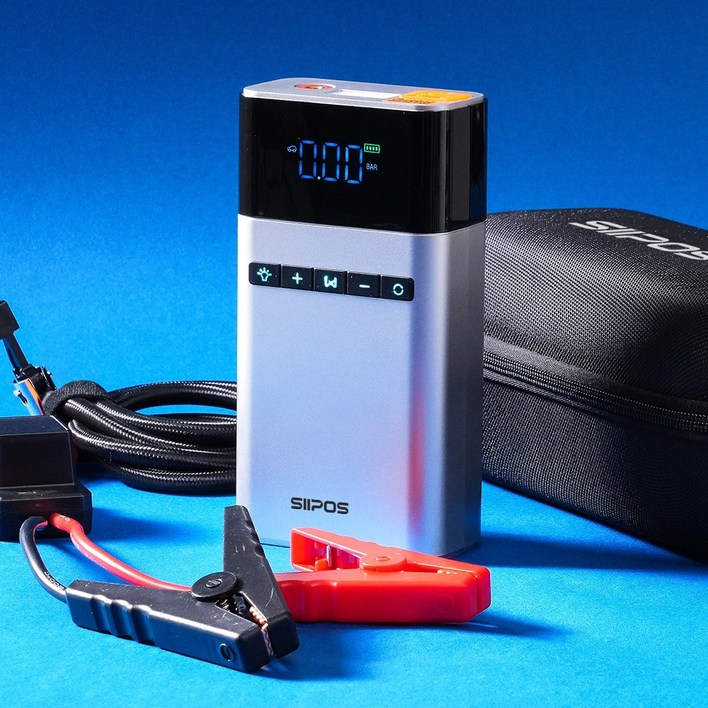 시포스 듀얼포스 점프스타터 차량용 공기압주입기 겸용 점프스타트 휴대용 밧데리 자동차 방전 SJA14, 1개, 12400mAh