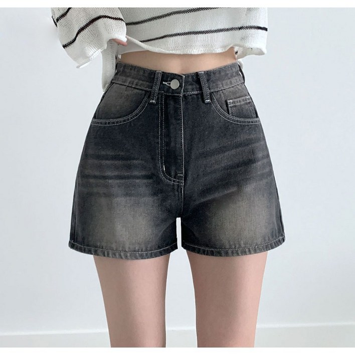 부기샵 여성 데님 숏팬츠 포히 캣워싱 청반바지