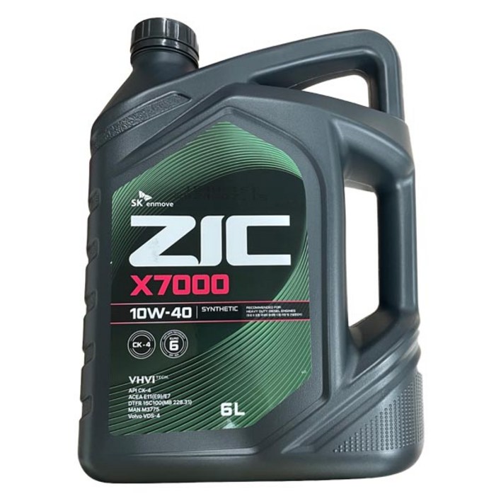 ZIC X7000 10W40 6L CK4 디젤 엔진오일, 1개, 10w40, 지크 X7000 10W406L
