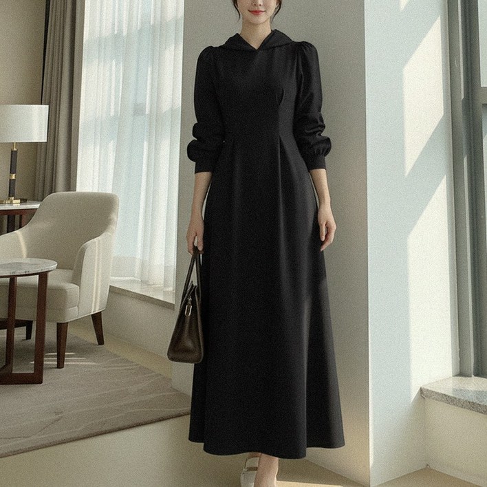 글램디브 아노넨 허리라인 플레어 하객룩 롱 원피스 AA0332