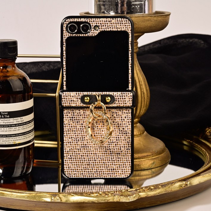 떨샵 글램핑거링케이스 갤럭시 Z플립 3 4 5 6 7 지플립 골드 큐빅 케이스