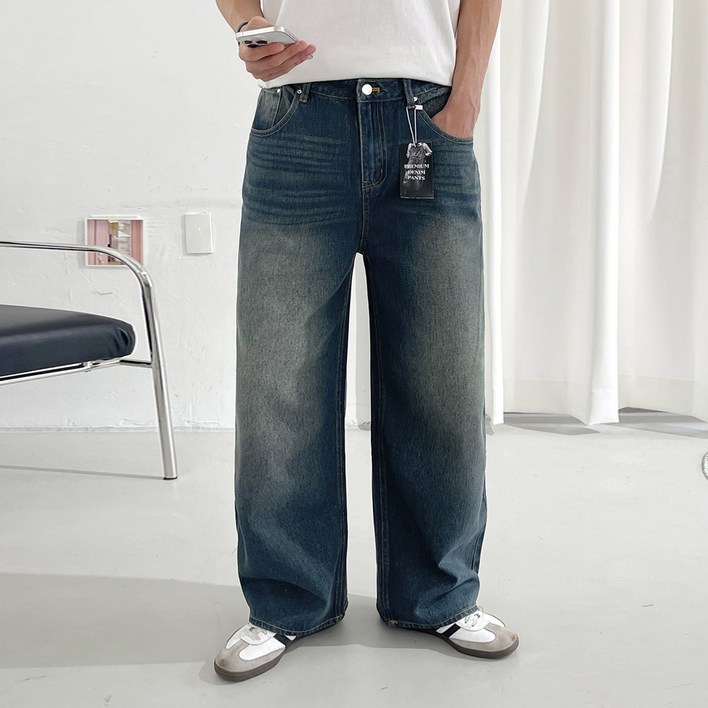 하우룩 빅사이즈 워싱 와이드 데님 팬츠 청바지 S3XL