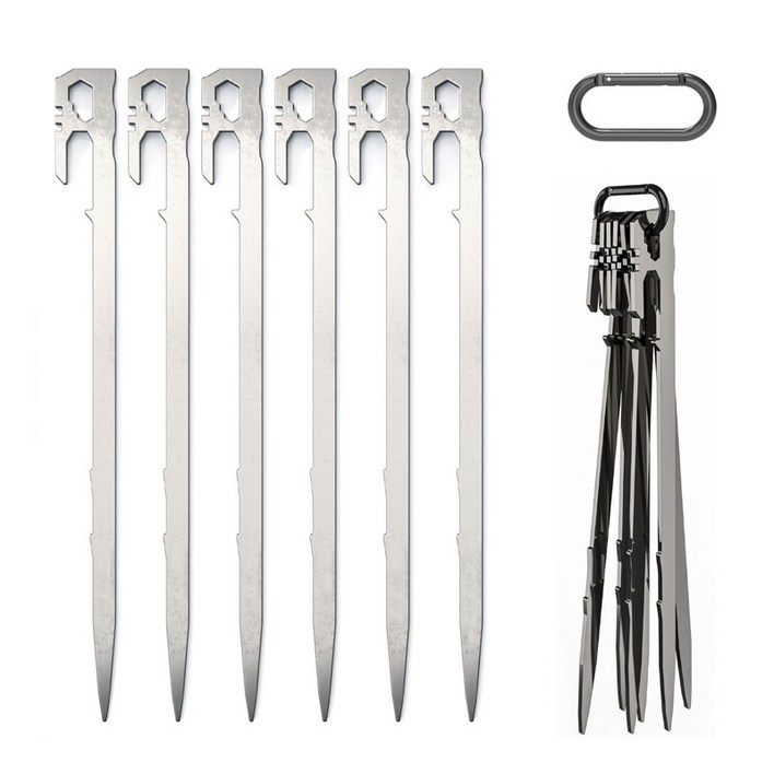 캠핑팩 28cm 6p 고강도 스테인레스 스틸 단조팩 타프팩, 1개