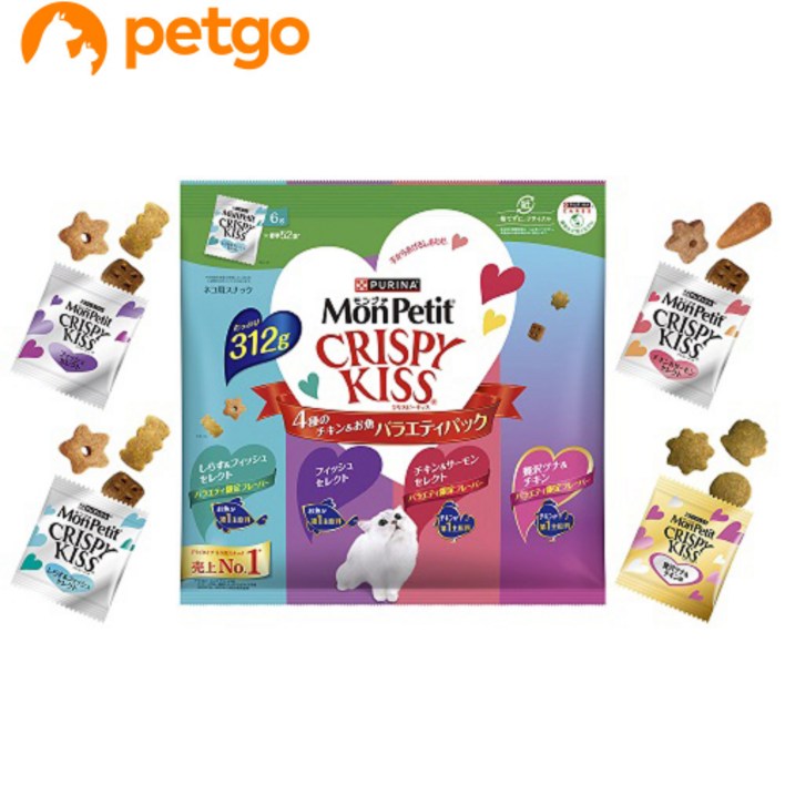 몬페티 크리스피키스 버라이어티팩 4종 치킨 생선 312g 2개 세트