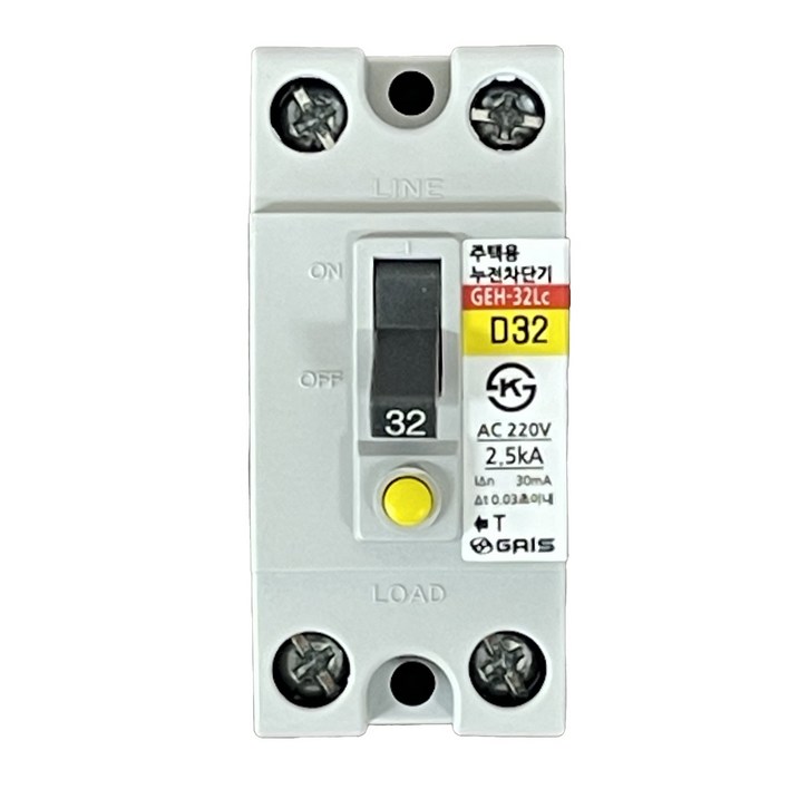 산업용 누전차단기 30A GAIS 공장 분전함용 배선용품 사무실 누전방지 차단스위치 감전방지 전원장치 국산 과부하 단락보호 겸용 전기누전공사 상가 매장 창고 가이스산전 전기차단기, 1개