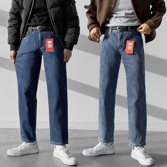 기모 프리미엄 고급 브랜드 퀄리티 남자 남성 인밴딩 스판 일자핏 청바지 데님 팬츠