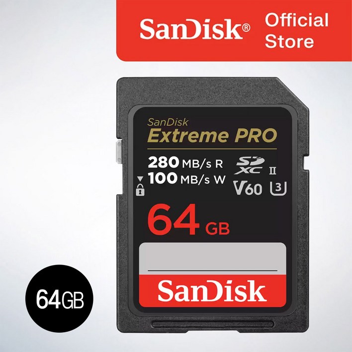 샌디스크코리아 공식인증정품 Extreme Pro 익스트림 프로 SDXC UHS2 SD메모리카드 UHSII V60 SDXEP 64GB, 64GB, 1개