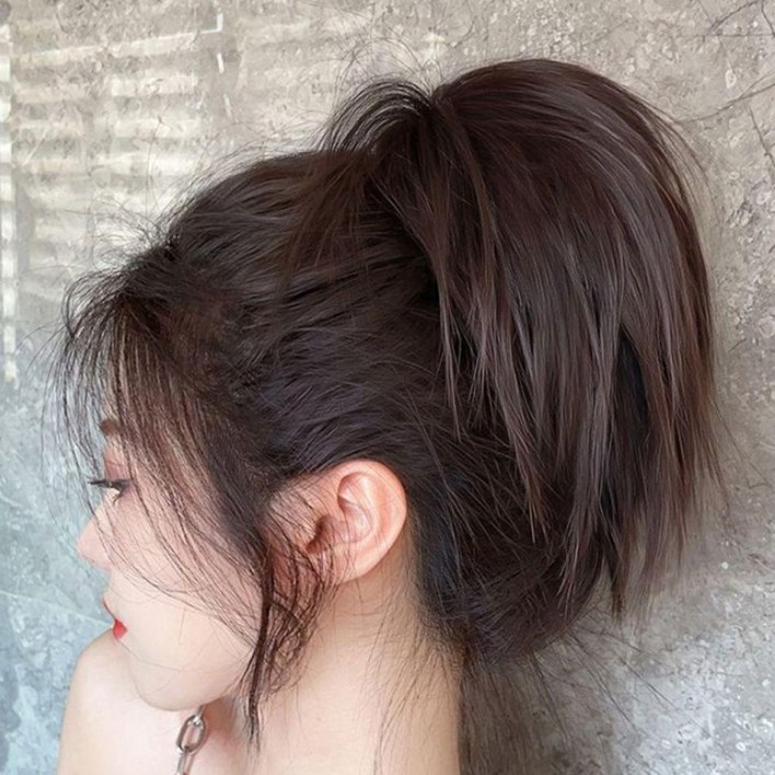 여성 패션 올림 머리 페이크 볼륨 묶음 가발 머리삔 실핀 세트 실핀셋트 검정실핀 헤어