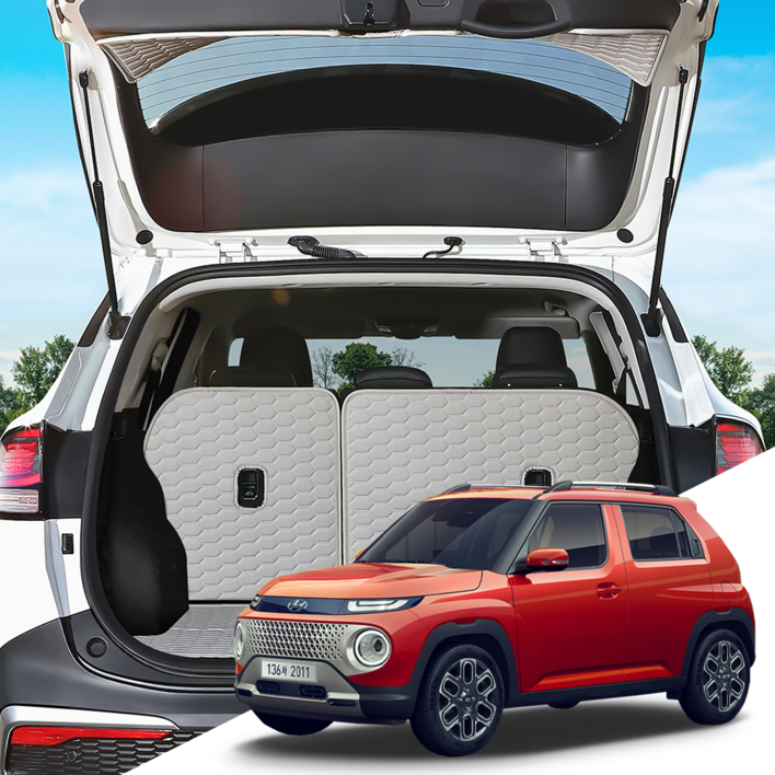 캐스퍼 본투로드 하이브 차량용 바닥 등받이 트렁크매트, 브라운, 캐스퍼