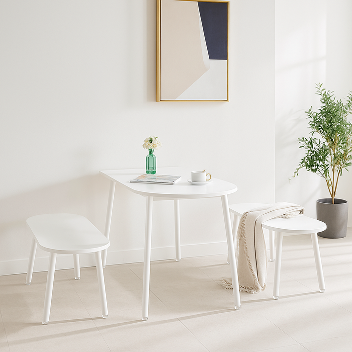 나인홈 반타원 테이블 반원형 다이닝 입식 식탁 1200