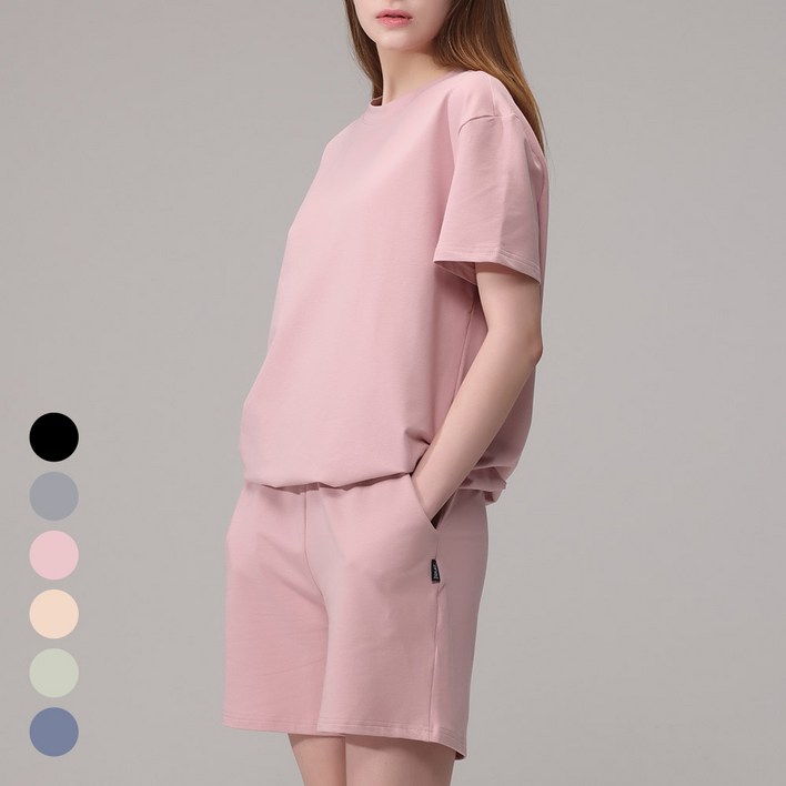 에버라스트 여성 맨투맨 반팔 셋업 운동복 세트