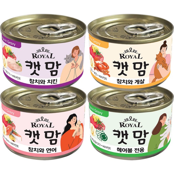 로얄 캣맘, 고양이캔, 대용량, 고양이간식, 72개, 160g, 콤보맛