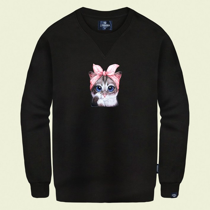 클로니아 리본 고양이 맨투맨 티셔츠 TL403