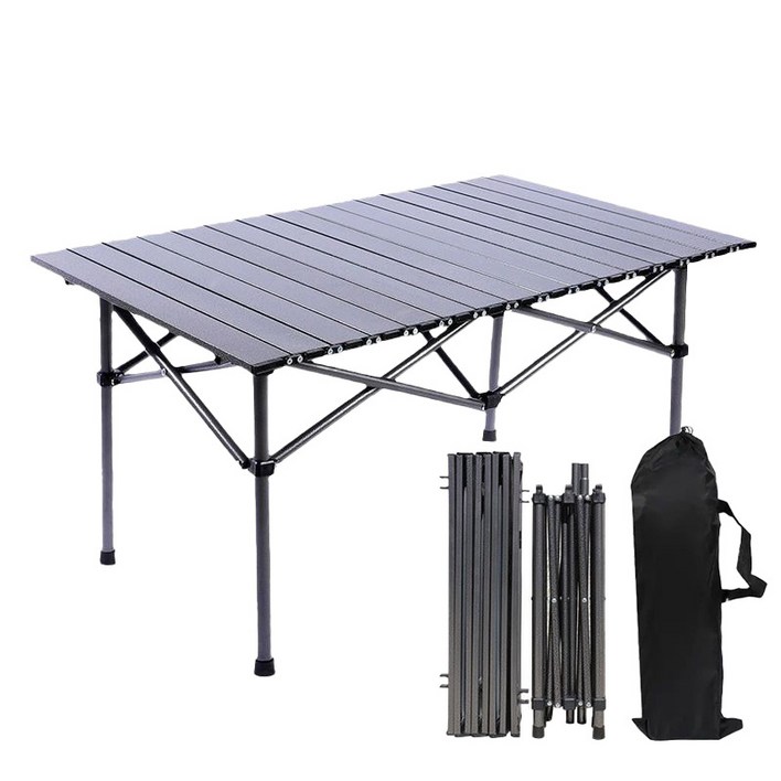 Skapendy 접이식 캠핑 테이블 튼튼한 탄소강 재질 휴대 편리 테이블, 블랙