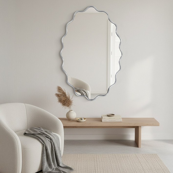 Fahomiss 타원형 벽걸이 거울 안깨지는 안전거울 예쁜 인테리어 벽거울 욕실 거울