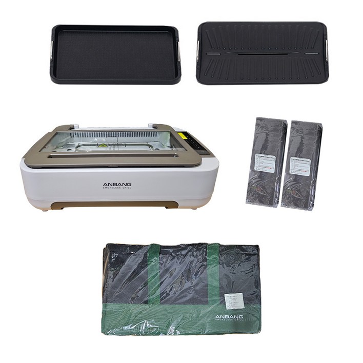 (공식) [안방그릴 울트라 시즌6] 연기+냄새+기름잡는 전기그릴 (+전용가방+전용필터10개) AB1101MF/연기 안나는 바베큐 삼겹살 대형 그릴