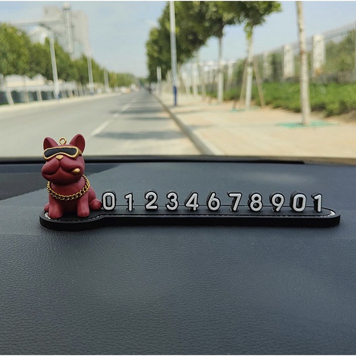 키오네 강력고정 입체선명 불독감성 주차번호판, 1개, 레드