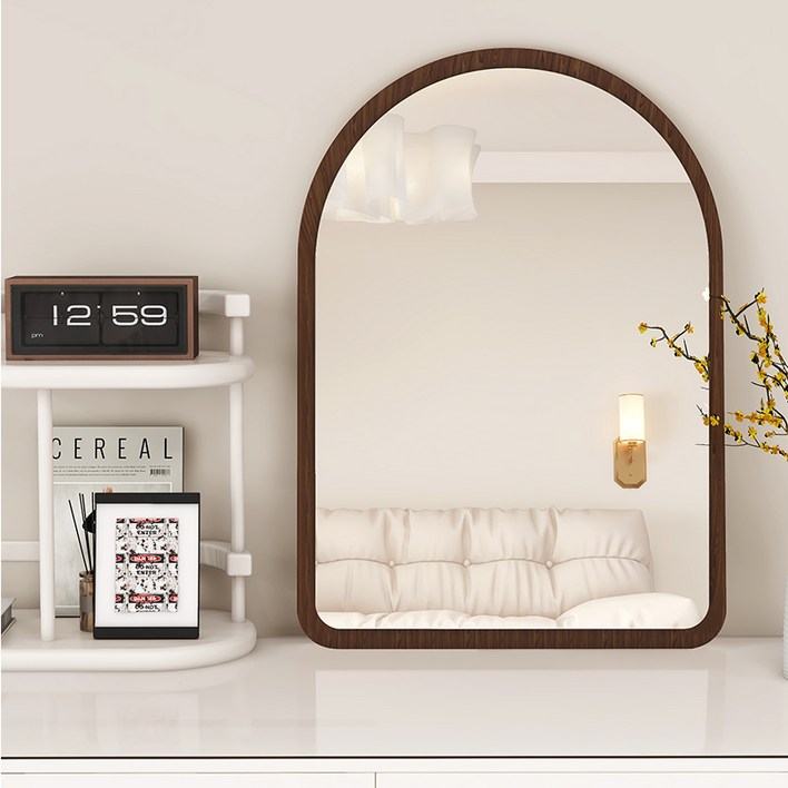 모바이브 탁상 거울 화장대 스탠드 벽걸이 원목 우드, 모바이브 거울 - 월넛