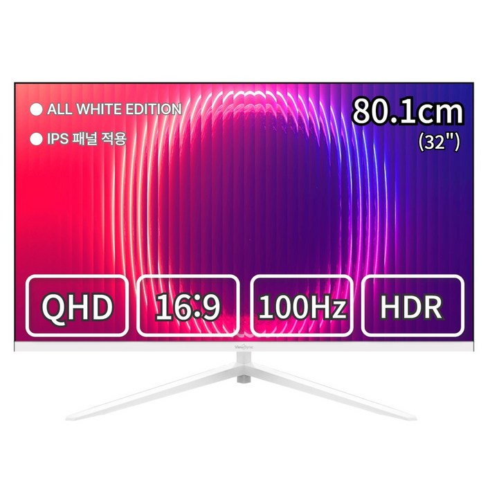 뷰싱크 32인치 QHD 슬림베젤 화이트 모니터 100Hz 게이밍 사무용 멀티 하이브리드, VSO321Q (일반), 80.1cm